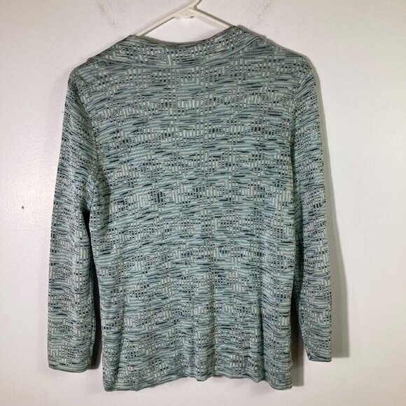 Womens JH Collectibles Petite Silk Blend‎ Cardigan Green Gray Cream PM - Picture 2 of 8